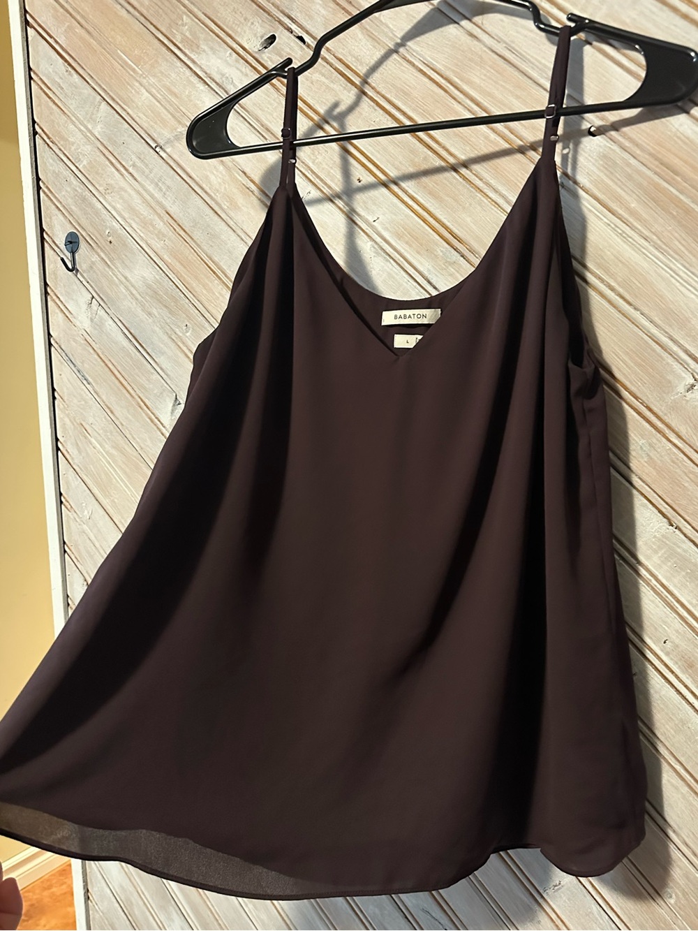 Babaton Dark Maroon Lightweight Spaghetti Adjustable Strap Mesh Tank Top - Picture 6 of 9